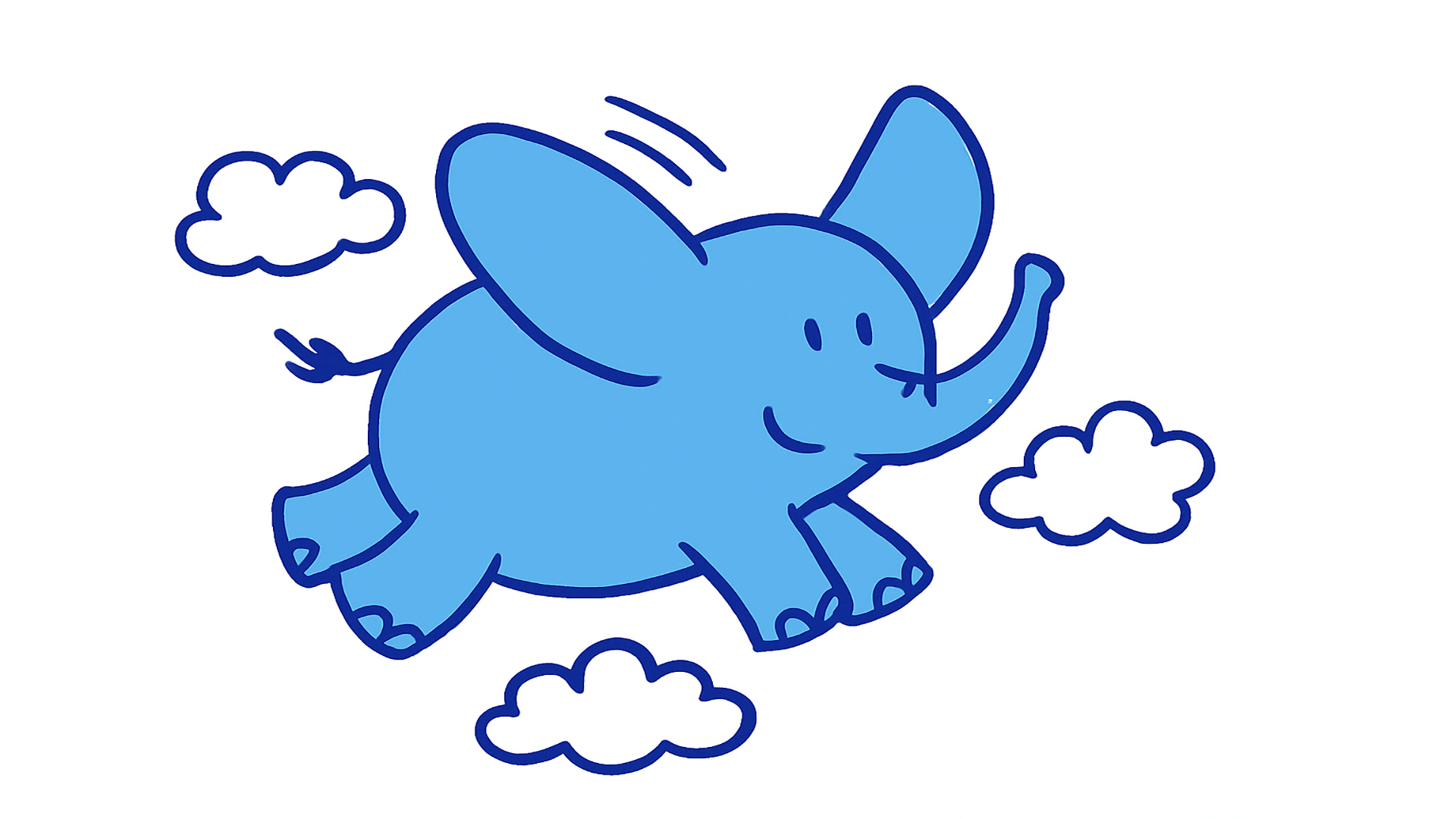 Illustratie van een grote, perfect vormgegeven olifant in de lucht – beeld bij blog over balans tussen vorm en inhoud in communicatie.