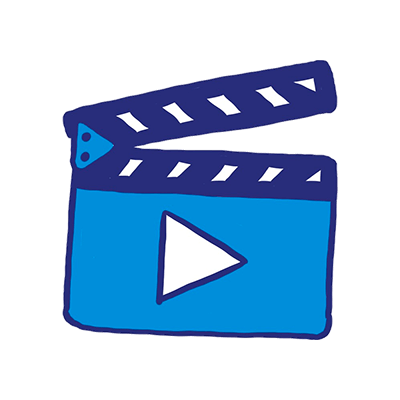 Illustratie van een blauwe filmklapper